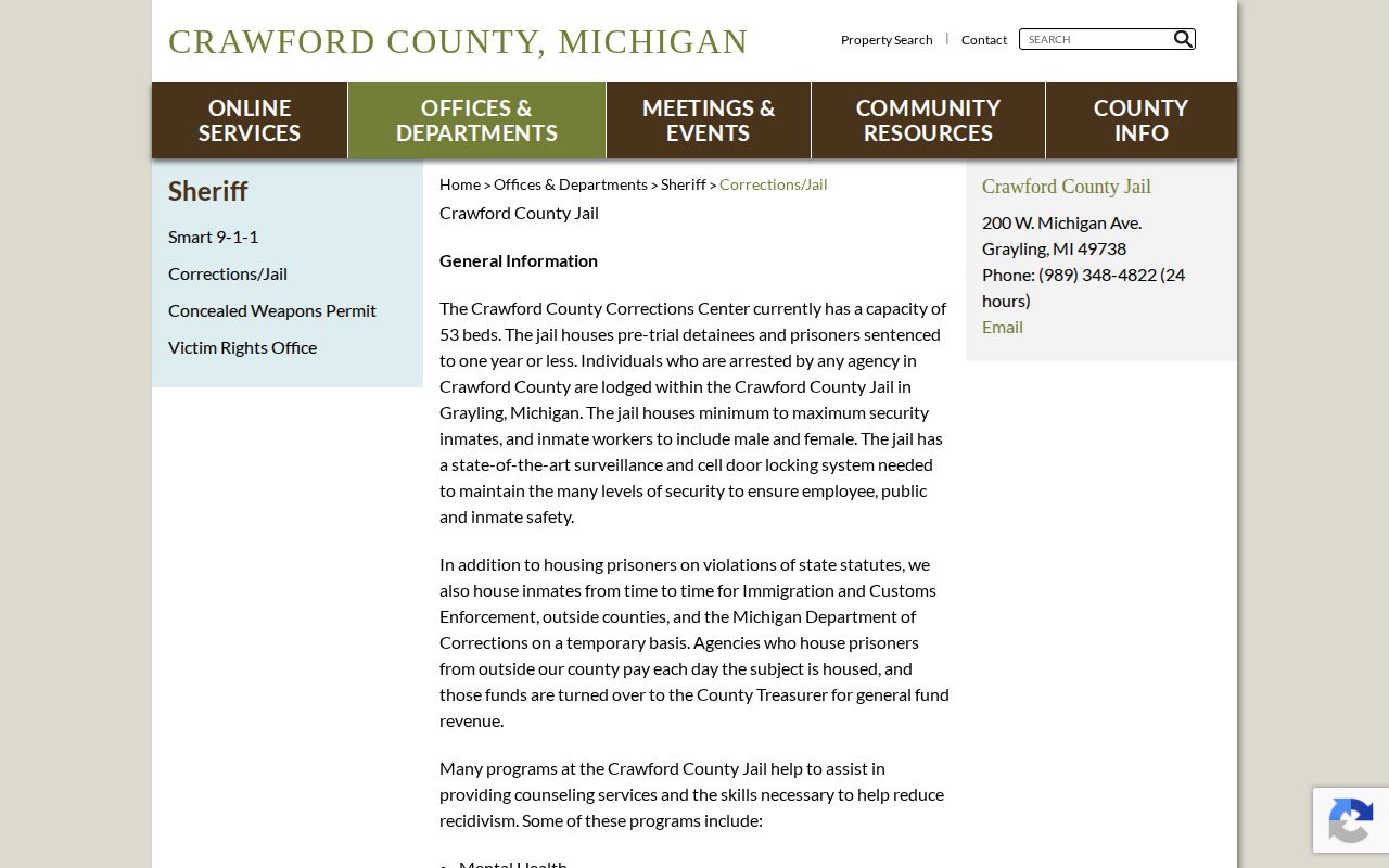 Crawford County official jail booking records source